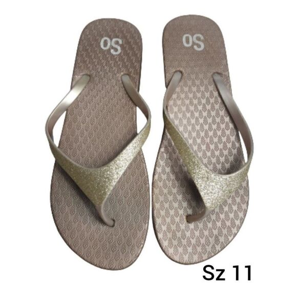 Women's Gold Flip-Flops 11 Toe Post Platform Rose Gold Summer Sandals Sz 11 NWOT - Picture 1 of 9